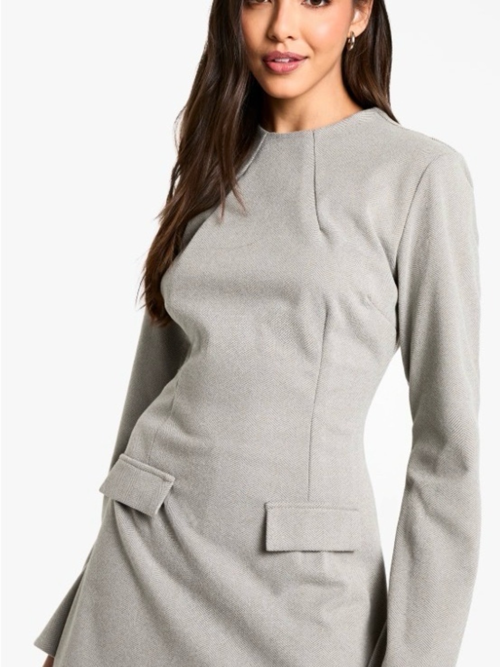 Tailored Long Sleeve A Line Mini Dress
